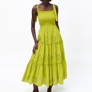 Zara OPENWORK EMBROIDERED DRESS